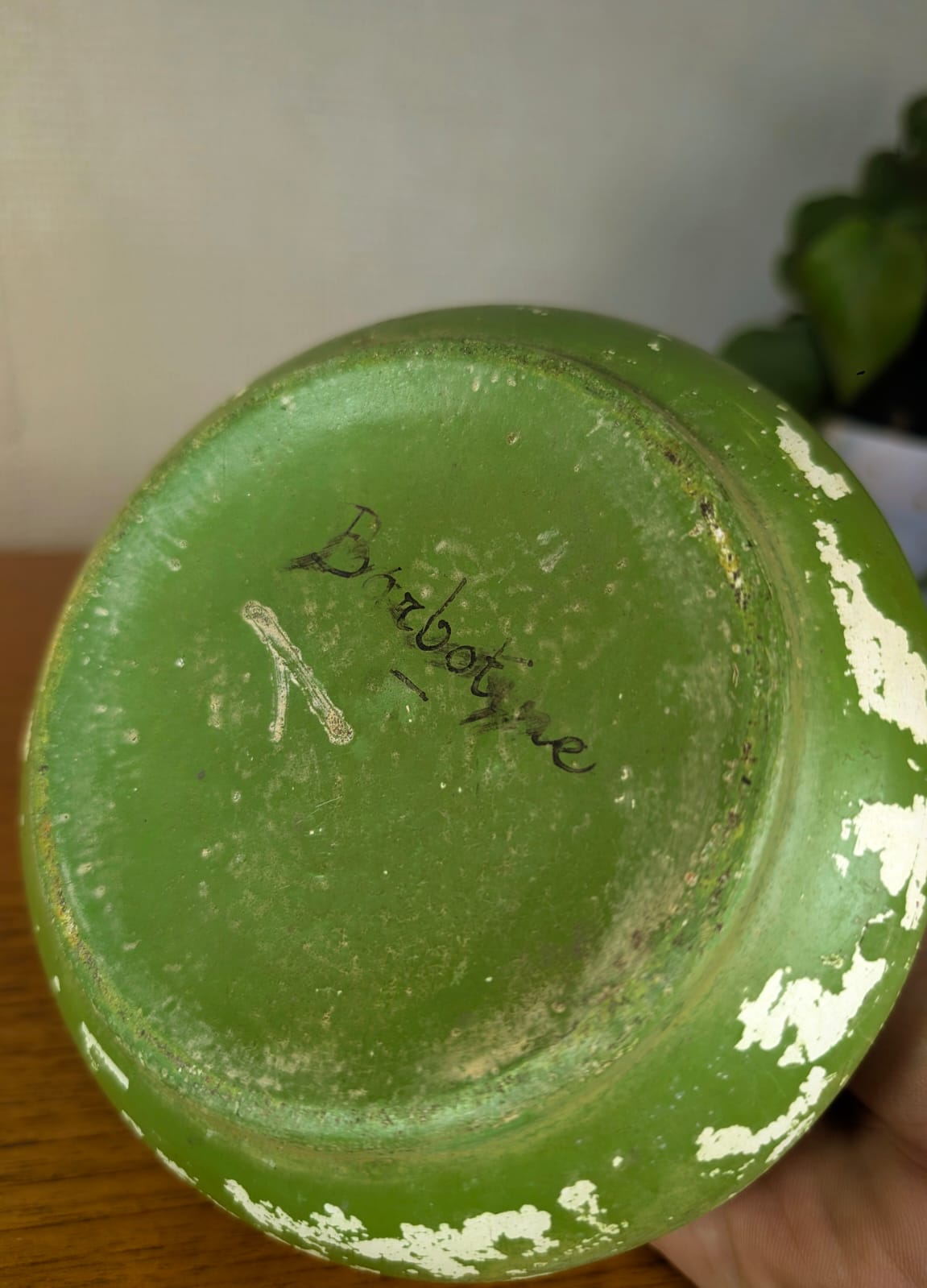 Vintage Barbotine Hand-Painted Folk Art Vase