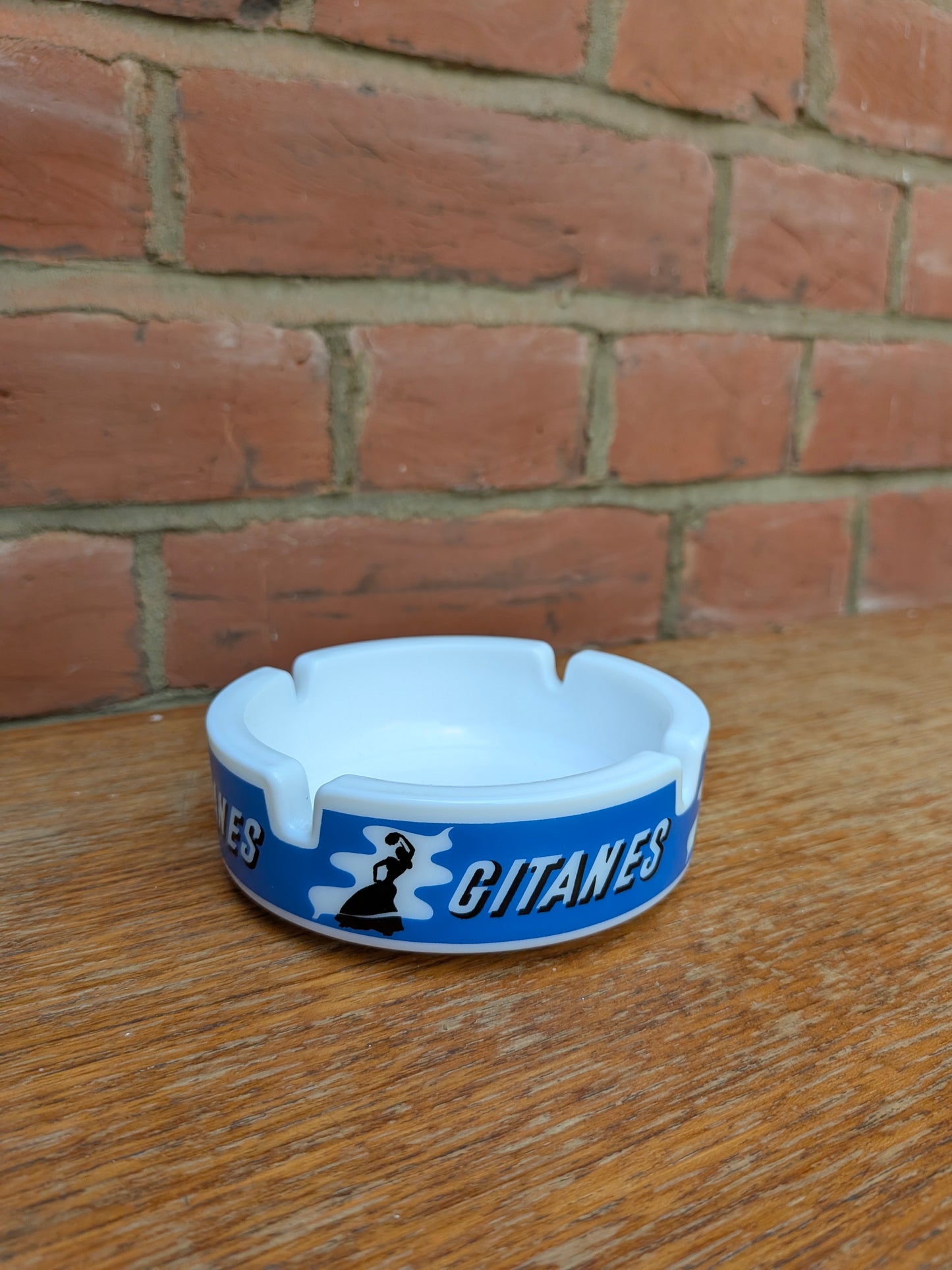 Vintage 1980s Gitanes Milk Glass Advertising Ashtray