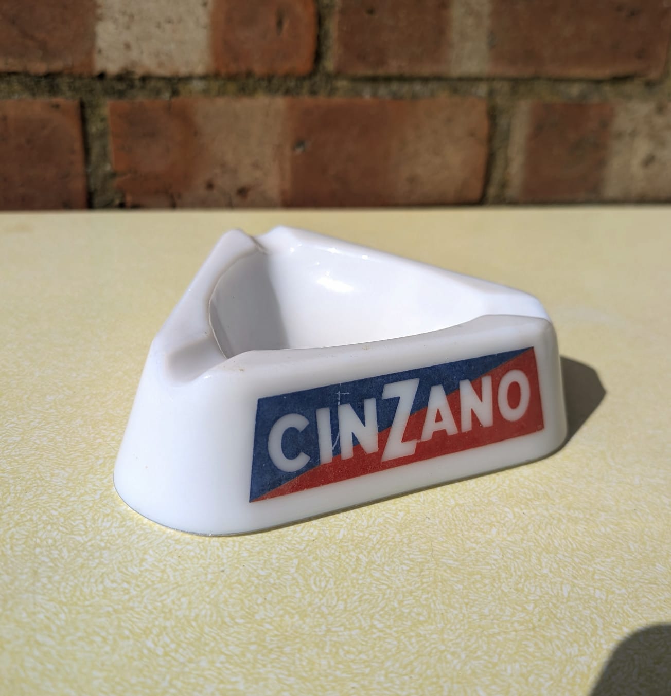 Vintage Cinzano Triangular Glass Advertising Ashtray