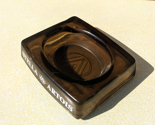 Vintage Stella Artois Small Brown Glass Ashtray