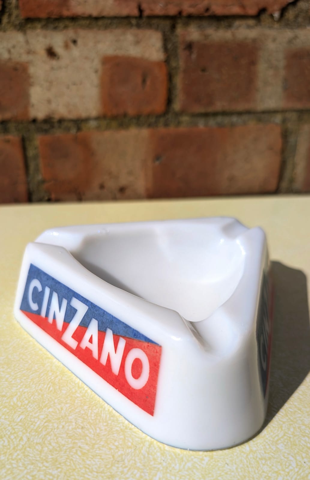 Vintage Cinzano Triangular Glass Advertising Ashtray