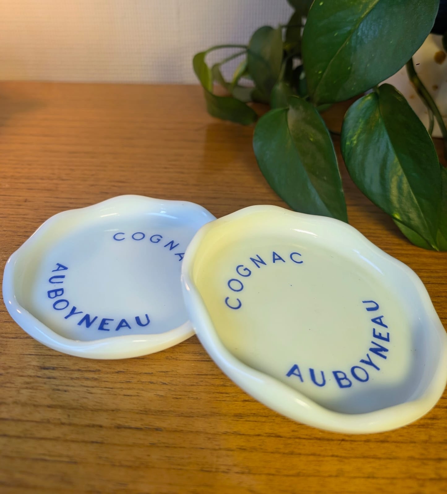 Vintage Cognac Auboyneau Opaline Glass Tray