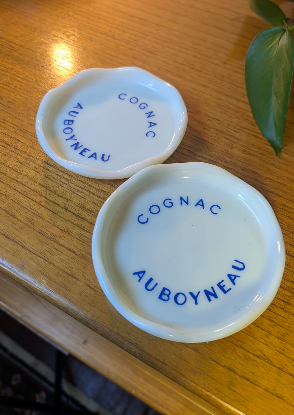 Vintage Cognac Auboyneau Opaline Glass Tray