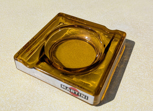 Vintage 1960s Martini Amber Glass Ashtray