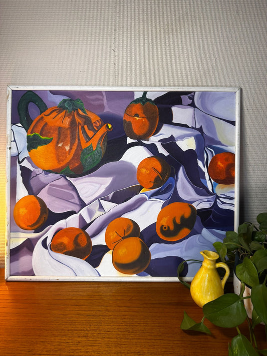 "Orange for Tea" Vibrant Still Life Oil on Board