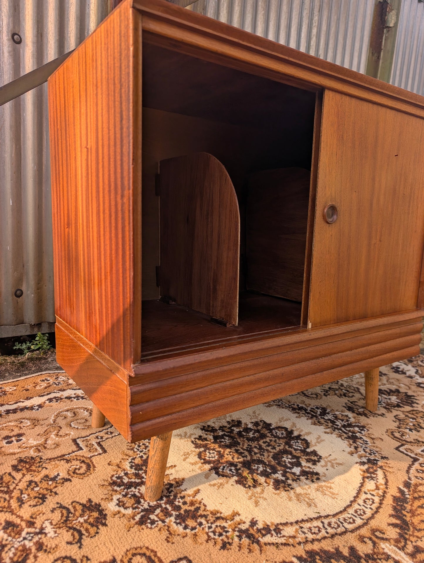 Mid Century Record Cabinet on Hand turned Legs