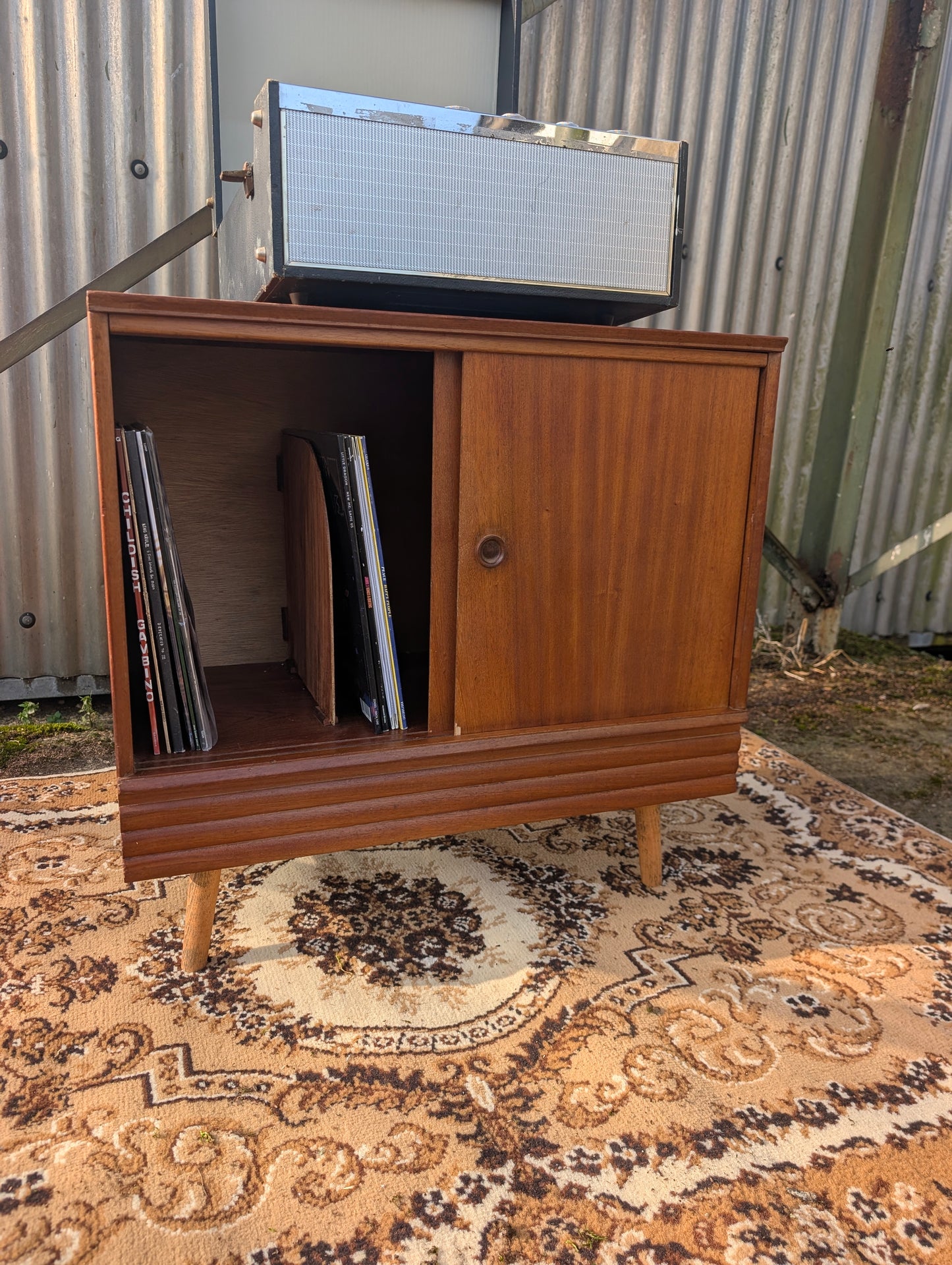 Mid Century Record Cabinet on Hand turned Legs