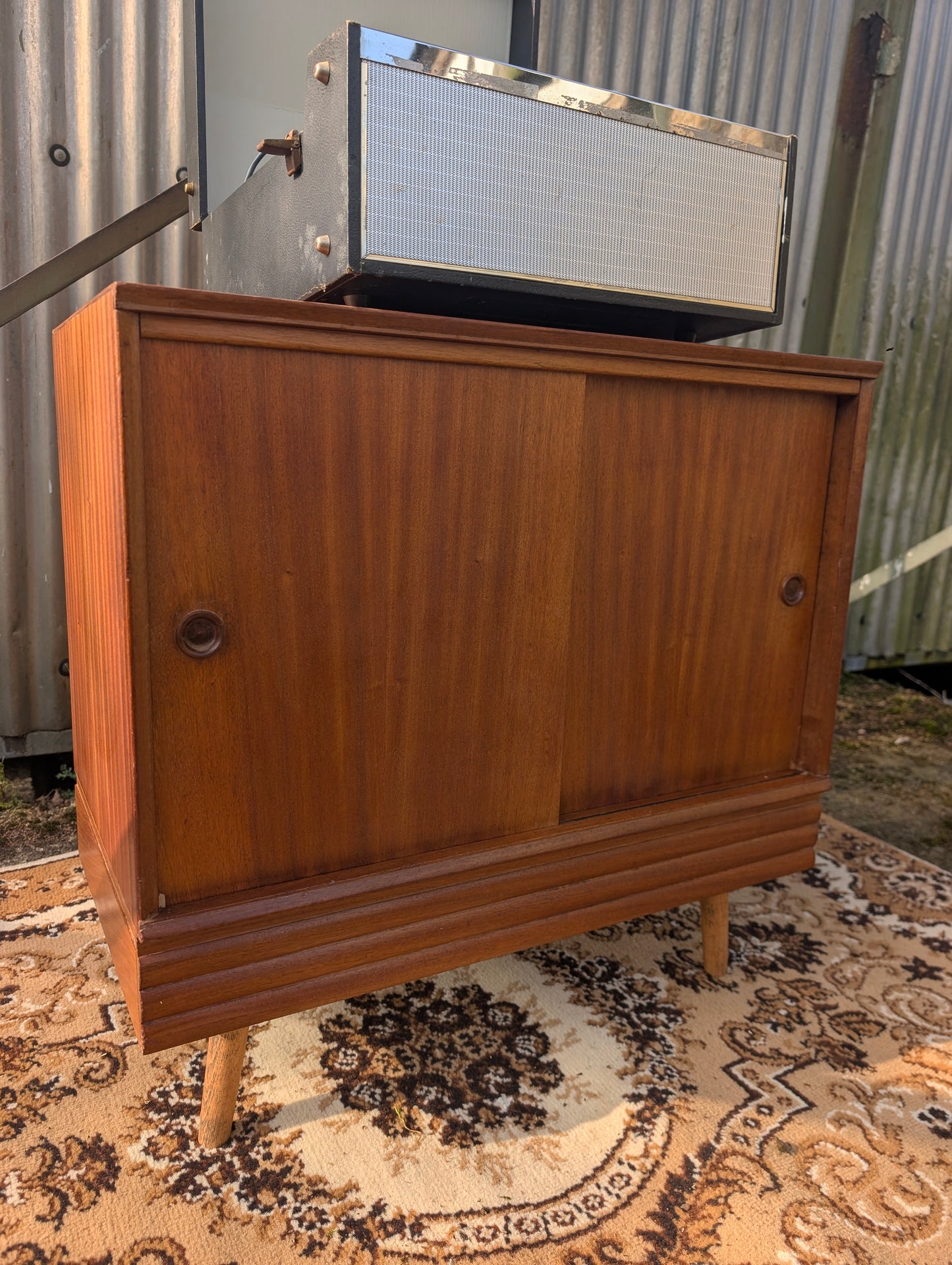 Mid Century Record Cabinet on Hand turned Legs
