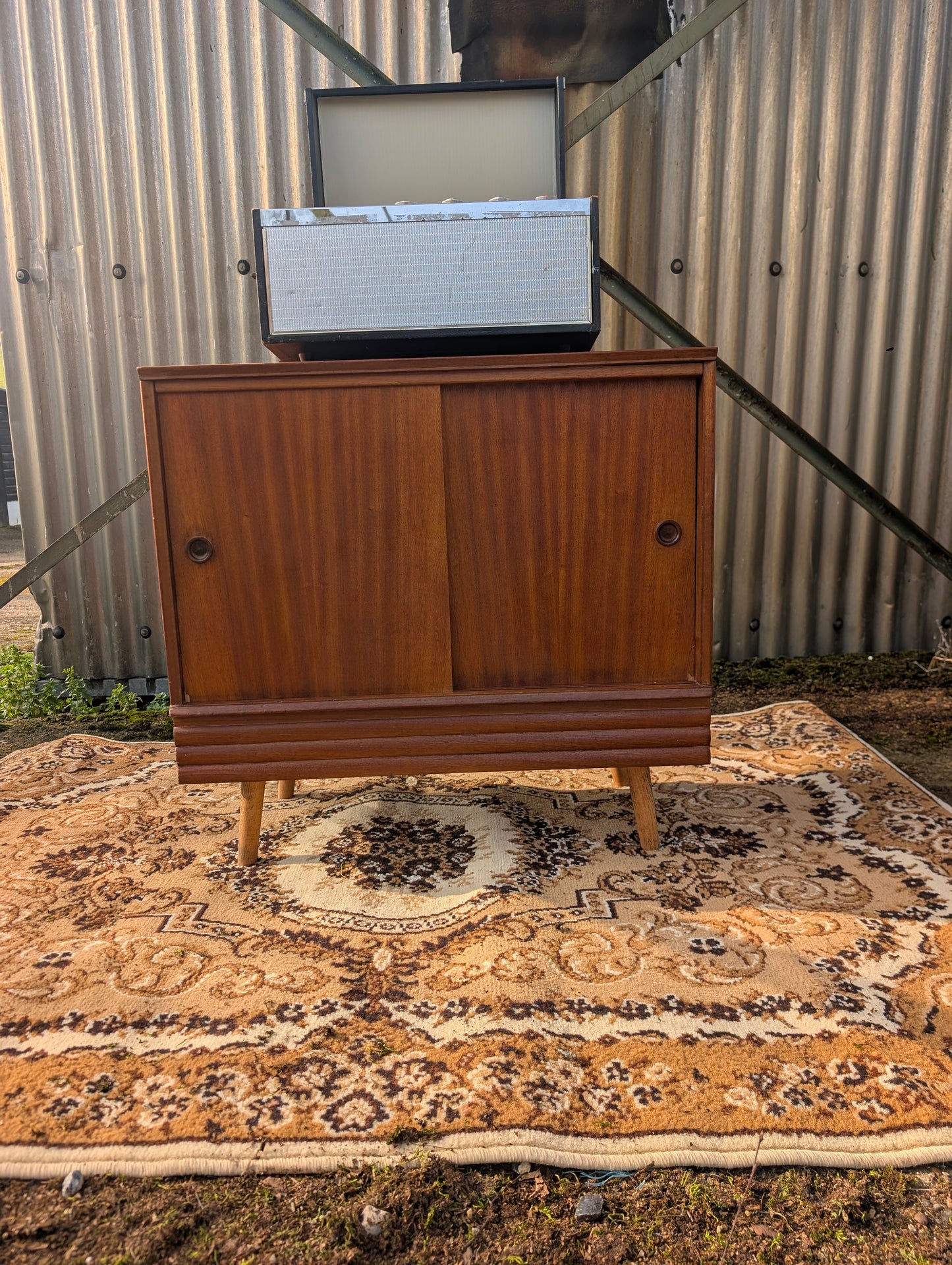 Mid Century Record Cabinet on Hand turned Legs