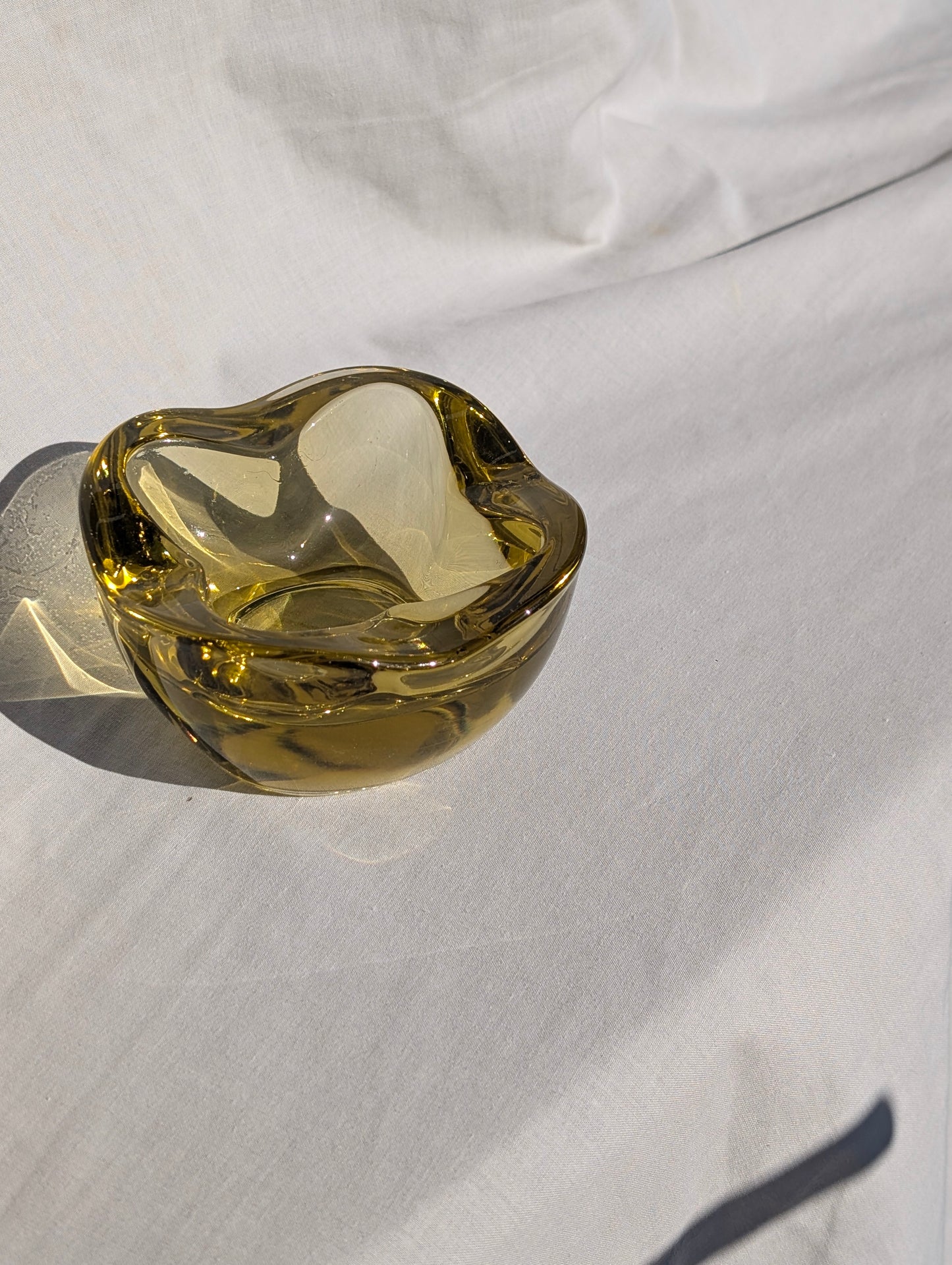 Vintage 1960s Czech Yellow Glass Rudolf Jurnikl Sklo Union