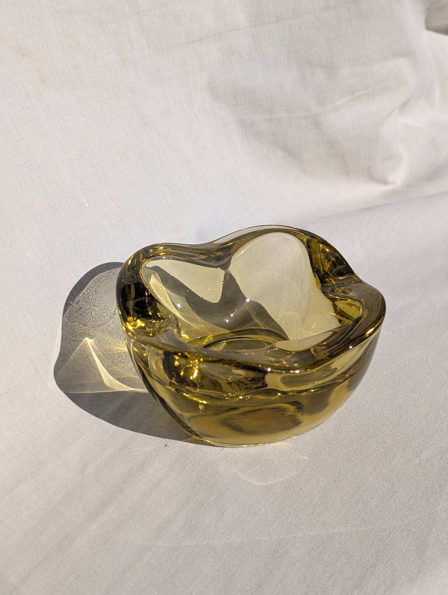 Vintage 1960s Czech Yellow Glass Rudolf Jurnikl Sklo Union
