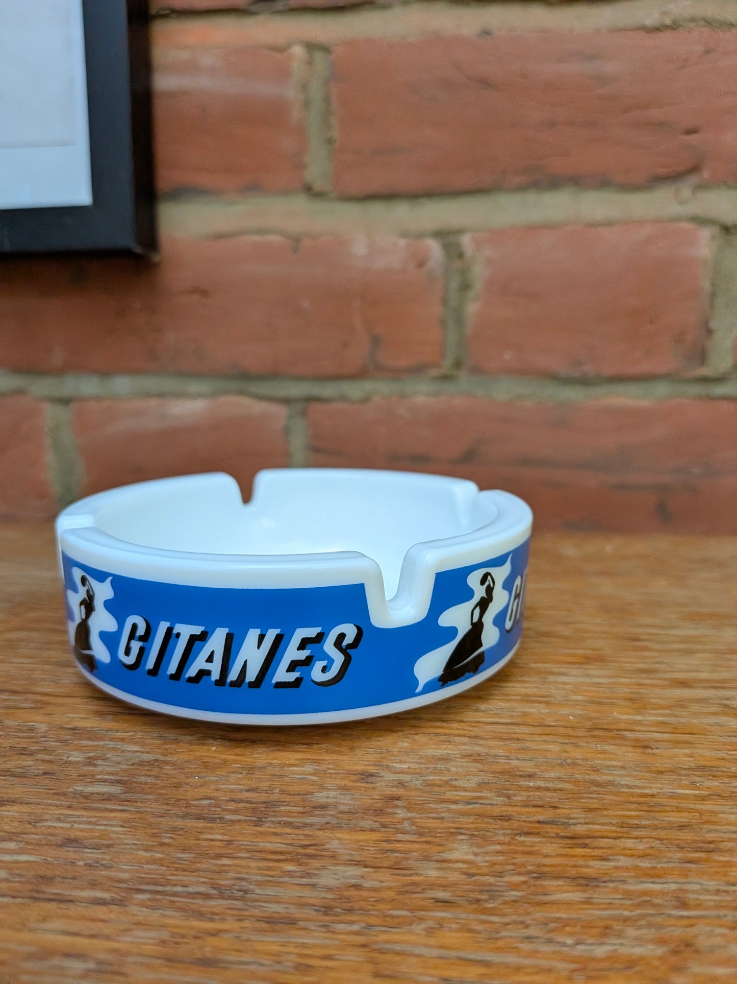 Vintage 1980s Gitanes Milk Glass Advertising Ashtray
