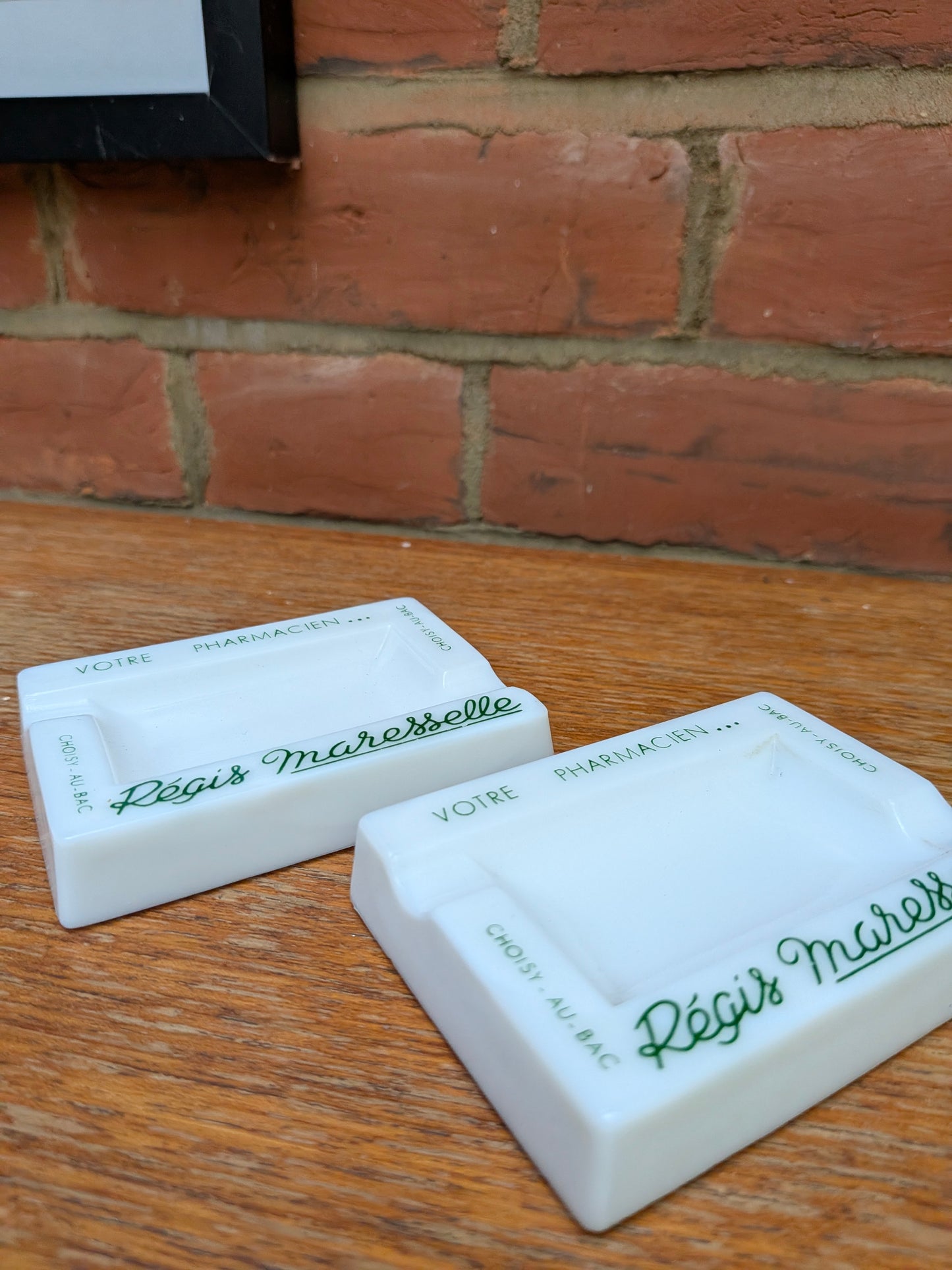 Vintage Pair of Small Régies Marseille Pharmacy Ashtrays