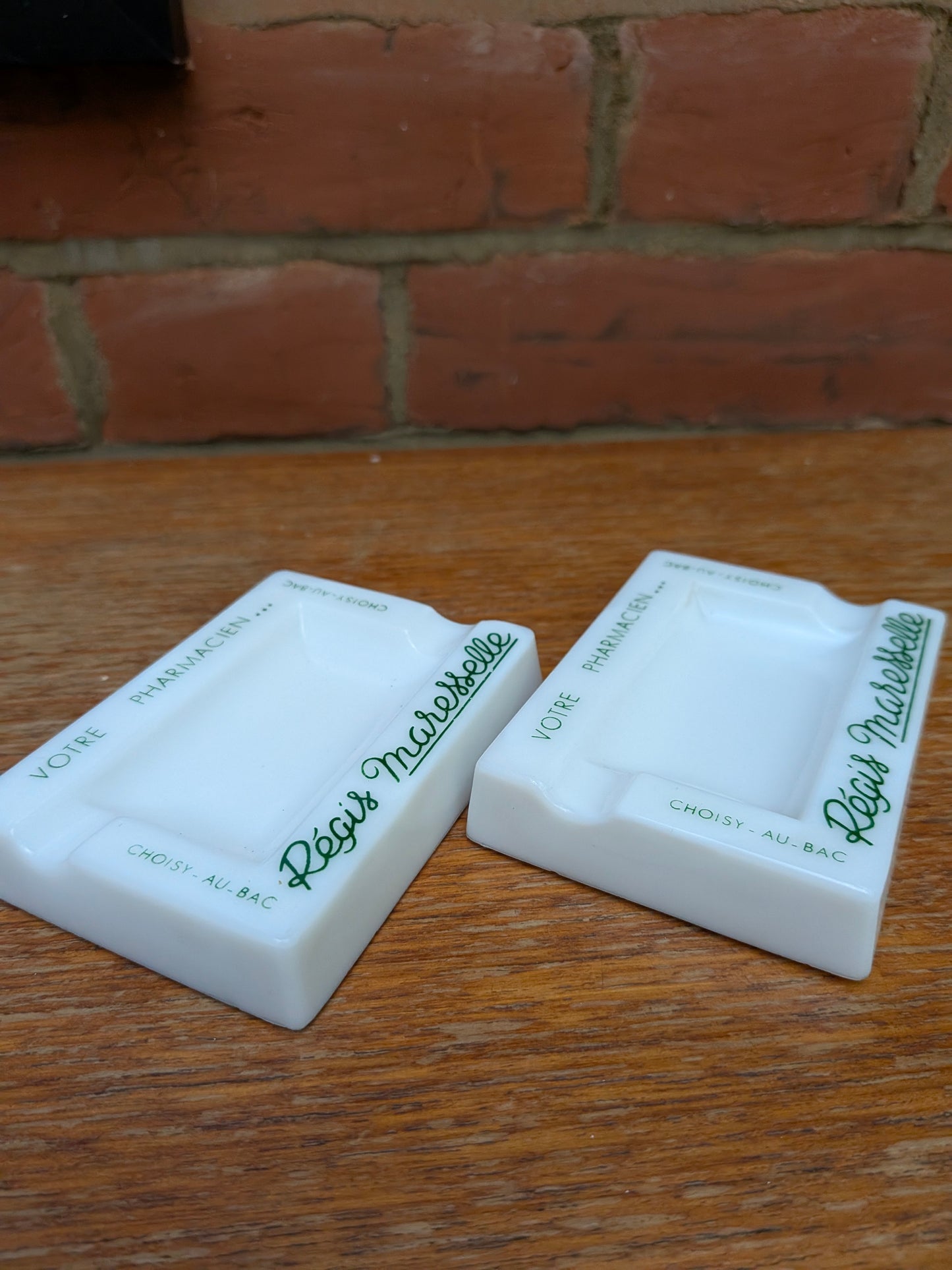 Vintage Pair of Small Régies Marseille Pharmacy Ashtrays