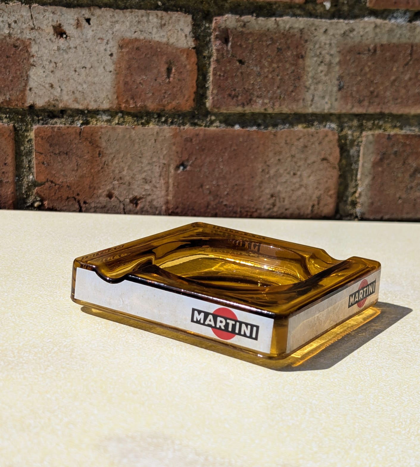 Vintage 1960s Martini Amber Glass Ashtray