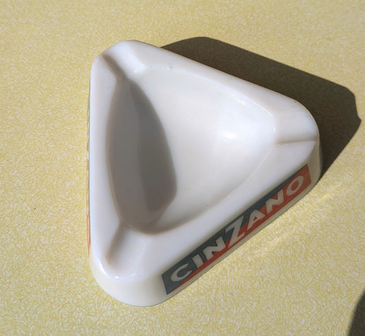 Vintage Cinzano Triangular Glass Advertising Ashtray