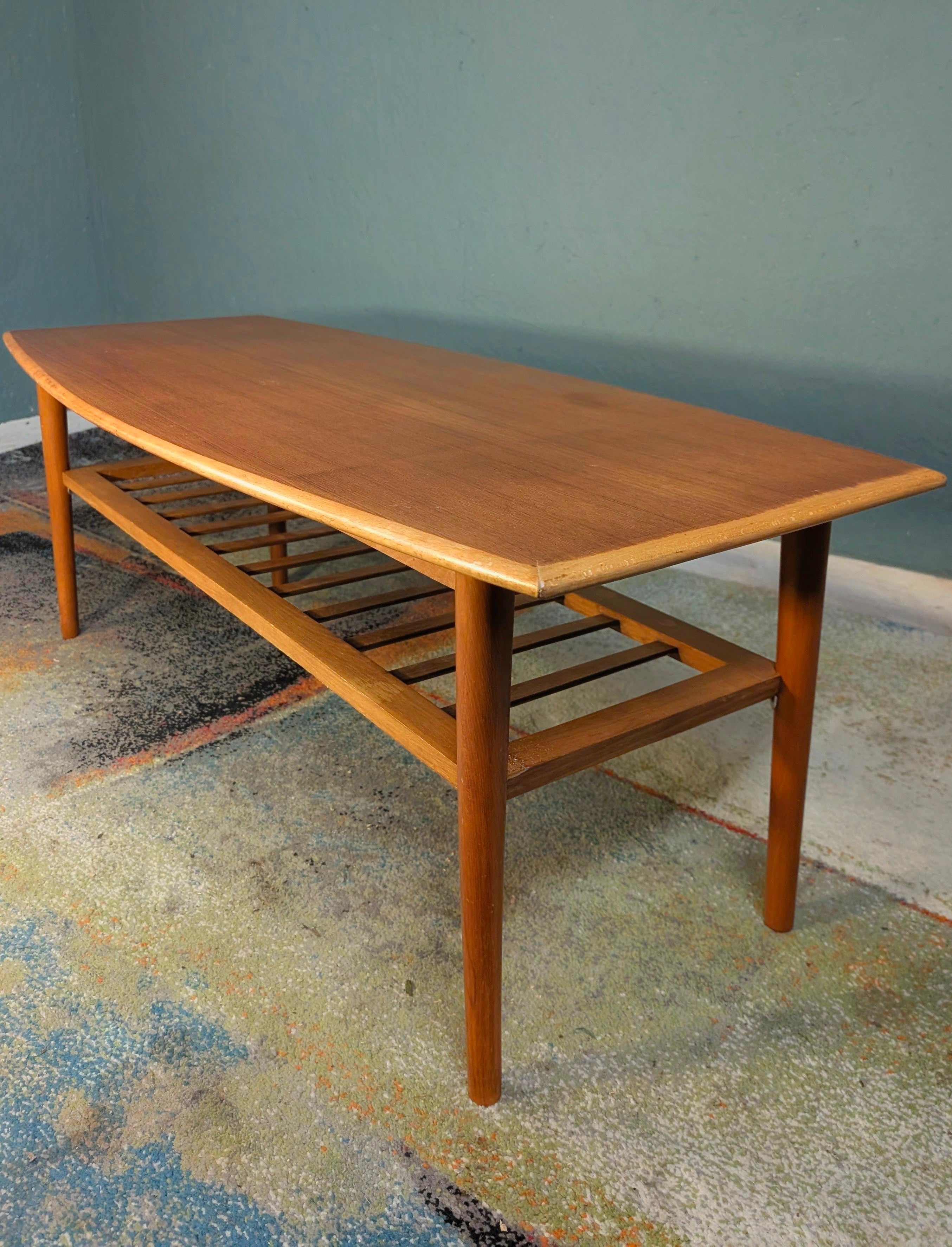 Danish "Surfboard" Two tiered coffee table