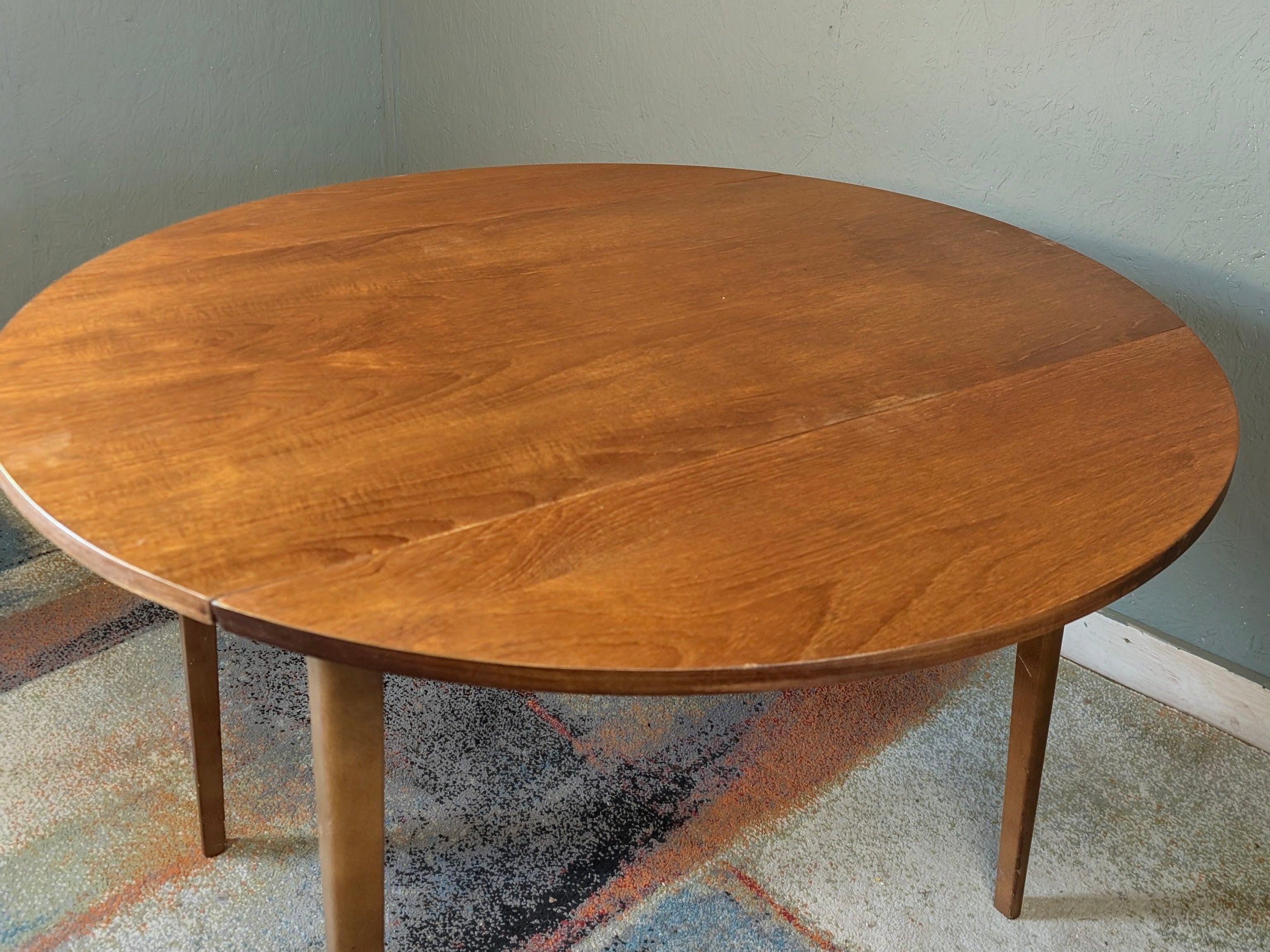 Mid Century Round hinged drop leaf table