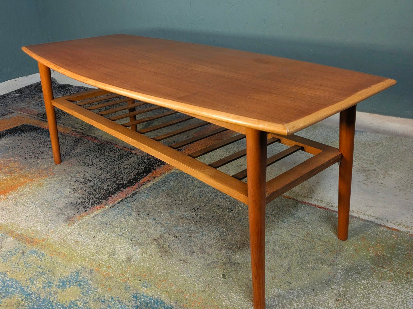 Danish "Surfboard" Two tiered coffee table