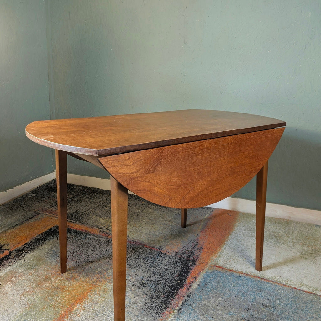 Mid Century Round hinged drop leaf table