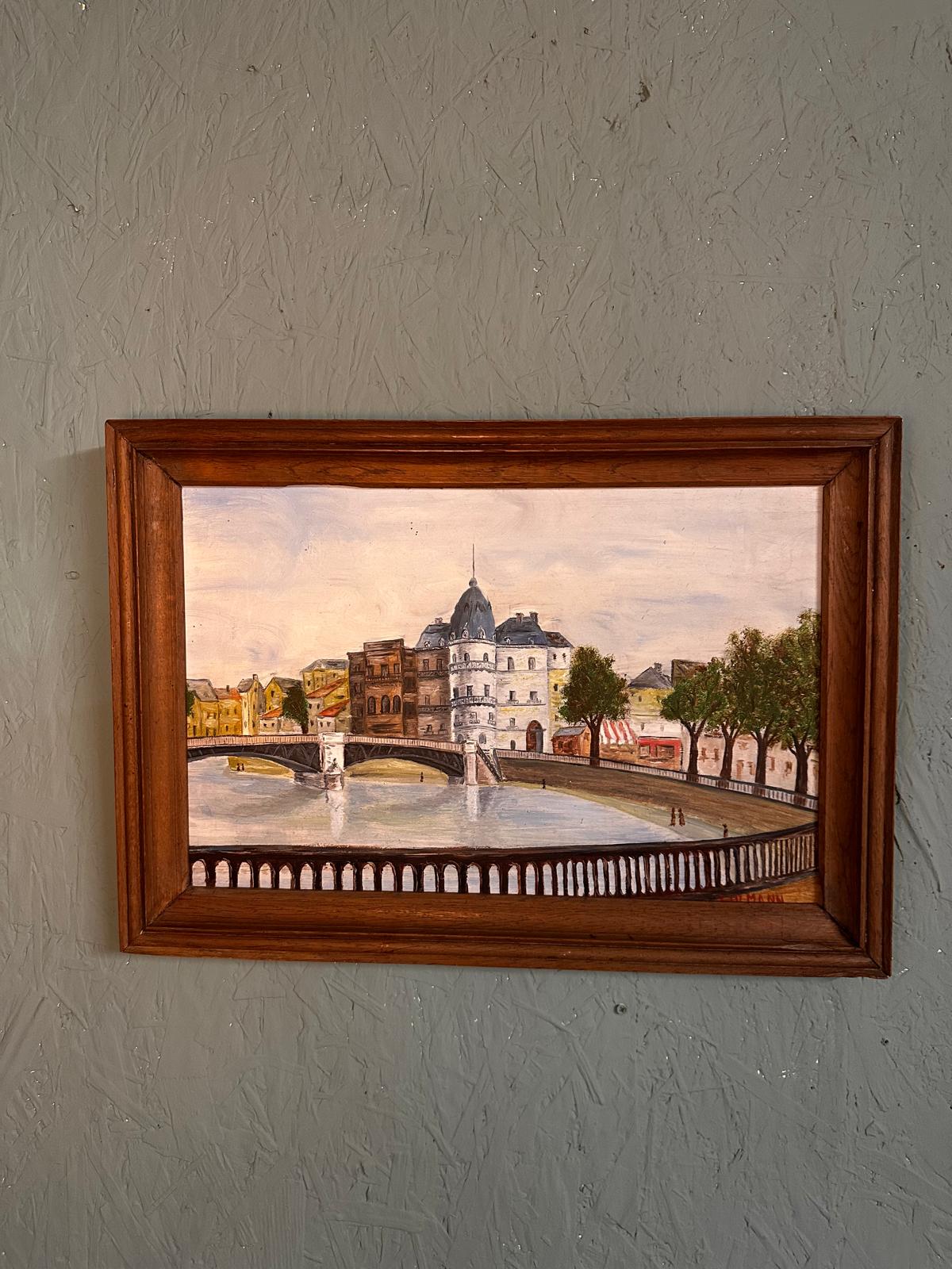 French landscape oil on board